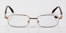 Load image into Gallery viewer, Rectangle Style Stainless Steel Material Spring Hinges Includes Tinted Blue Light Blocking Readers Men Reading Glasses Women Crystal Glass Lenses+0.50 to +100 +200 +250 +600