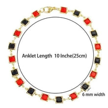 Load image into Gallery viewer, Red And Crystal Square Ankle Bracelet