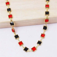 Load image into Gallery viewer, Red And Crystal Square Ankle Bracelet