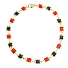 Load image into Gallery viewer, Red And Crystal Square Ankle Bracelet