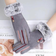 Load image into Gallery viewer, Red Winter Warm One Size Touch Screen Glove Female Fur Thick Driving Comfortable Gloves For Autumn