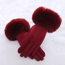 Load image into Gallery viewer, Red Winter Warm One Size Touch Screen Glove Female Fur Thick Driving Comfortable Gloves For Autumn