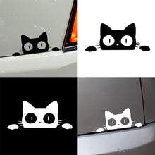 Load image into Gallery viewer, Reflective Peeking Cat Animal Car Styling Decorative Stickers Auto Window Decals Reflective PET Cartoon Car Vinyl Sticker Decal Car Accessories Cat Watching Vinyl Reflective Decals Waterproof Funny Self-Adhesive for Car Window Bumper Laptop Motorcycle