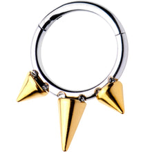 Load image into Gallery viewer, 16G 5/16 Gold Tone Spike Punk Hinged Segment Ring