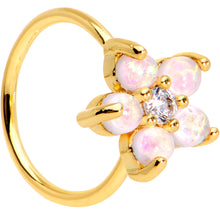 Load image into Gallery viewer, 20G Clear CZ White Faux Opal Gold Tone Flower Circular Ring