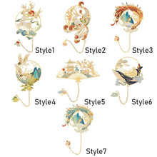 Load image into Gallery viewer, Retro Carving Brass Bookmark Tassel Pendant Book Clip Metal Pagination Mark Student Gift Stationery School Supply Metal Creative Bookmark Chinese Style Unique Vintage Series Gift For Reader Student
