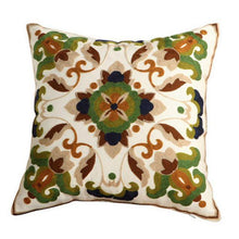 Load image into Gallery viewer, 100% Cotton Embroidery Flower Pattern Pillow Cover Home Decoration Sofa Cushion Cover Housewarming Gift Pillow Case Decorative Embroidered Pillow Cover Handmade Cotton Cover For Throw Pillows Beautiful Modern Floral Patterns 45x45cm