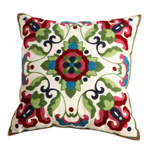 Load image into Gallery viewer, 100% Cotton Embroidery Flower Pattern Pillow Cover Home Decoration Sofa Cushion Cover Housewarming Gift Pillow Case Decorative Embroidered Pillow Cover Handmade Cotton Cover For Throw Pillows Beautiful Modern Floral Patterns 45x45cm