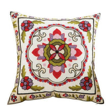 Load image into Gallery viewer, 100% Cotton Embroidery Flower Pattern Pillow Cover Home Decoration Sofa Cushion Cover Housewarming Gift Pillow Case Decorative Embroidered Pillow Cover Handmade Cotton Cover For Throw Pillows Beautiful Modern Floral Patterns 45x45cm