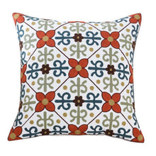Load image into Gallery viewer, 100% Cotton Embroidery Flower Pattern Pillow Cover Home Decoration Sofa Cushion Cover Housewarming Gift Pillow Case Decorative Embroidered Pillow Cover Handmade Cotton Cover For Throw Pillows Beautiful Modern Floral Patterns 45x45cm