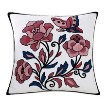 Load image into Gallery viewer, 100% Cotton Embroidery Flower Pattern Pillow Cover Home Decoration Sofa Cushion Cover Housewarming Gift Pillow Case Decorative Embroidered Pillow Cover Handmade Cotton Cover For Throw Pillows Beautiful Modern Floral Patterns 45x45cm