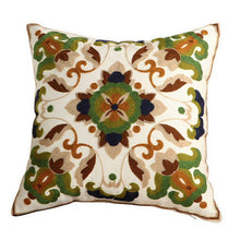 Load image into Gallery viewer, 100% Cotton Embroidery Flower Pattern Pillow Cover Home Decoration Sofa Cushion Cover Housewarming Gift Pillow Case Decorative Embroidered Pillow Cover Handmade Cotton Cover For Throw Pillows Beautiful Modern Floral Patterns 45x45cm