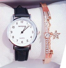 Load image into Gallery viewer, Retro Trendy Atmosphere Quartz Watch Fashion Casual Female Student Watch Ultra Thin Digital Dial Woman Children Set Bracelet Watch Leather Band Luxury Quartz Watches Fashion Creative Watch