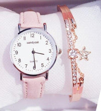Load image into Gallery viewer, Retro Trendy Atmosphere Quartz Watch Fashion Casual Female Student Watch Ultra Thin Digital Dial Woman Children Set Bracelet Watch Leather Band Luxury Quartz Watches Fashion Creative Watch