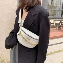 Load image into Gallery viewer, Retro Waist Bag PU Leather Fanny Pack Purse Leather with Gold Chain Strap Stylish Waist Pack Women Belt Bag Multifunctional Chest Bag