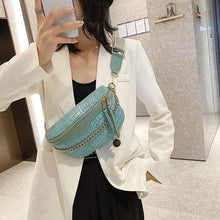 Load image into Gallery viewer, Retro Waist Bag PU Leather Fanny Pack Purse Leather with Gold Chain Strap Stylish Waist Pack Women Belt Bag Multifunctional Chest Bag