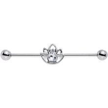 Load image into Gallery viewer, 14G Clear Gem Lonely Lotus Flower Industrial Barbell 38mm