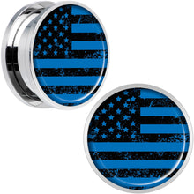 Load image into Gallery viewer, Blue American Flag Steel Screw Fit Plug Set 20mm