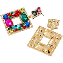 Load image into Gallery viewer, Rhinestone Square Drop Earrings