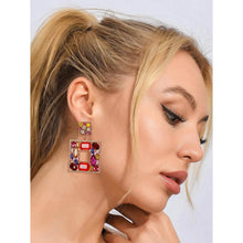 Load image into Gallery viewer, Rhinestone Square Drop Earrings