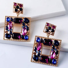 Load image into Gallery viewer, Rhinestone Square Drop Earrings