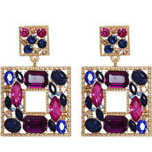 Load image into Gallery viewer, Rhinestone Square Drop Earrings
