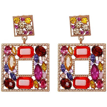 Load image into Gallery viewer, Rhinestone Square Drop Earrings