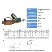 Load image into Gallery viewer, Rhinestones Women Sandals Flip Flops Summer Leather Crystal Slippers Sandals For Women Casual Summer Flat Rhinestone Crystal Sandal Slippers Comfy Beach Shoes Flip Flops
