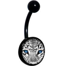 Load image into Gallery viewer, Black White Leopard Eyes Black Belly Ring
