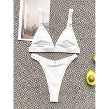 Load image into Gallery viewer, Rib Ring Linked High Cut Bikini Swimsuit