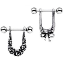 Load image into Gallery viewer, 16G 3/8 Steel Beautiful Bow Flower Helix Cartilage Earring Set
