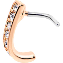Load image into Gallery viewer, 18G Clear CZ Rose Gold Tone Sleek Faux Hoop L Shaped Nose Ring