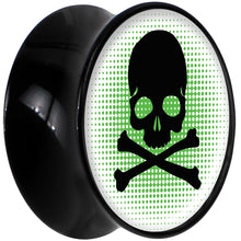 Load image into Gallery viewer, Black Acrylic Green Black Skull Saddle Plug Set 18mm