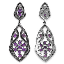 Load image into Gallery viewer, 5.74 Carat Genuine Amethyst and Black Spinel .925 Sterling Silver Earrings