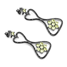 Load image into Gallery viewer, 6.93 Carat Genuine Peridot and Black Spinel .925 Sterling Silver Earrings