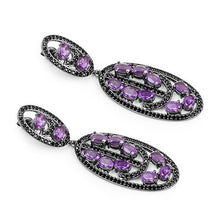 Load image into Gallery viewer, 12.45 Carat Genuine Amethyst and Black Spinel .925 Sterling Silver Earrings