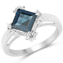 Load image into Gallery viewer, 1.99 Carat Genuine London Blue Topaz & White Topaz .925 Sterling Silver Ring
