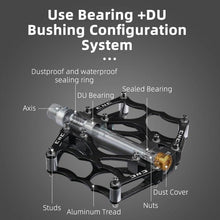 Load image into Gallery viewer, Road Bike Pedals Aluminum Alloy Anti-slip Bicycle Pedals Hollow-Carved Design Pedals Bicycle Accessories Mountain Bike Pedals Flat Bicycle Pedals Platform Cycling Sealed Bearing Aluminum Pedals For Mountain Bike
