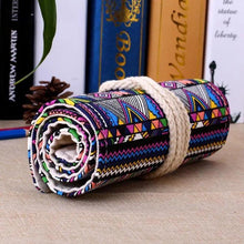 Load image into Gallery viewer, Roll Up Canvas Wrap Pencil Bag For Students Stylish Stationary Storage Pouch Unique Pencil Case For School