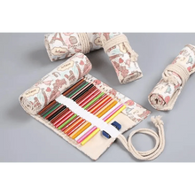 Load image into Gallery viewer, Roll Up Canvas Wrap Pencil Bag For Students Stylish Stationary Storage Pouch Unique Pencil Case For School