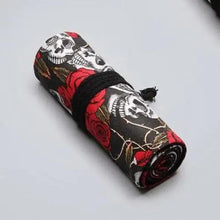Load image into Gallery viewer, Roll Up Canvas Wrap Pencil Bag For Students Stylish Stationary Storage Pouch Unique Pencil Case For School