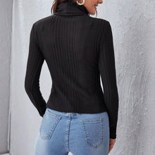 Load image into Gallery viewer, Rolled Neck Rib-knit Tee