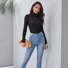 Load image into Gallery viewer, Rolled Neck Rib-knit Tee