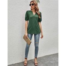 Load image into Gallery viewer, Romanstii Women Casual V-neck T-Shirts Loose Puff Short