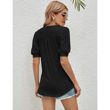 Load image into Gallery viewer, Romanstii Women Casual V-neck T-Shirts Loose Puff Short
