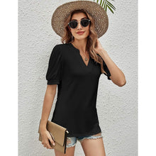 Load image into Gallery viewer, Romanstii Women Casual V-neck T-Shirts Loose Puff Short