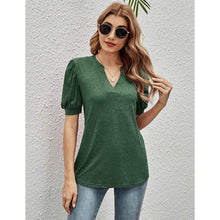 Load image into Gallery viewer, Romanstii Women Casual V-neck T-Shirts Loose Puff Short