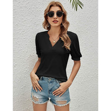 Load image into Gallery viewer, Romanstii Women Casual V-neck T-Shirts Loose Puff Short