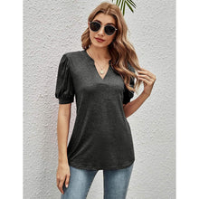 Load image into Gallery viewer, Romanstii Women Casual V-neck T-Shirts Loose Puff Short