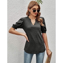 Load image into Gallery viewer, Romanstii Women Casual V-neck T-Shirts Loose Puff Short